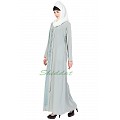 Front-open embroidery abaya - Sea Green Front-open embroidery abaya - Sea Green